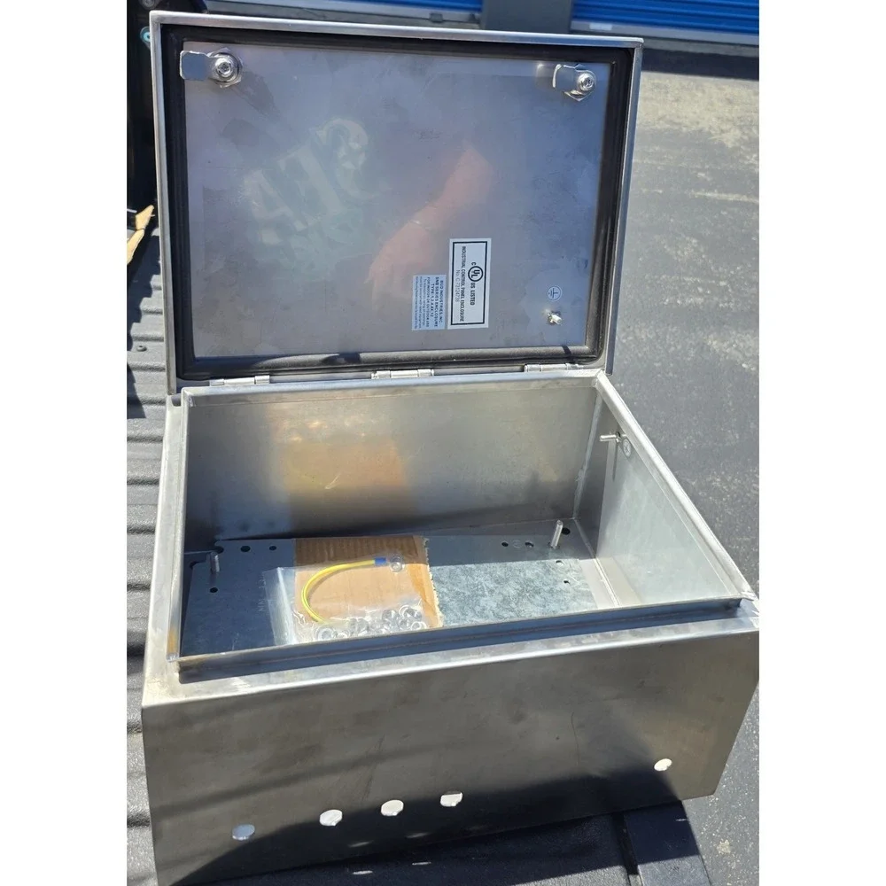 Electronics box. Stainless steel, size 16x12x8, used.